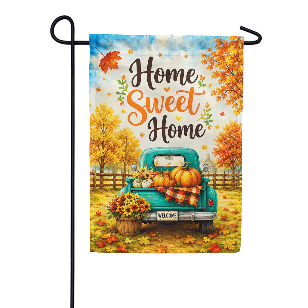 Home Sweet Home Fall Truck Pumpkin Garden Flag