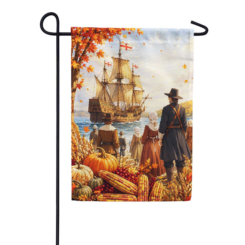 Pilgrim Mayflower Thanksgiving Garden Flag