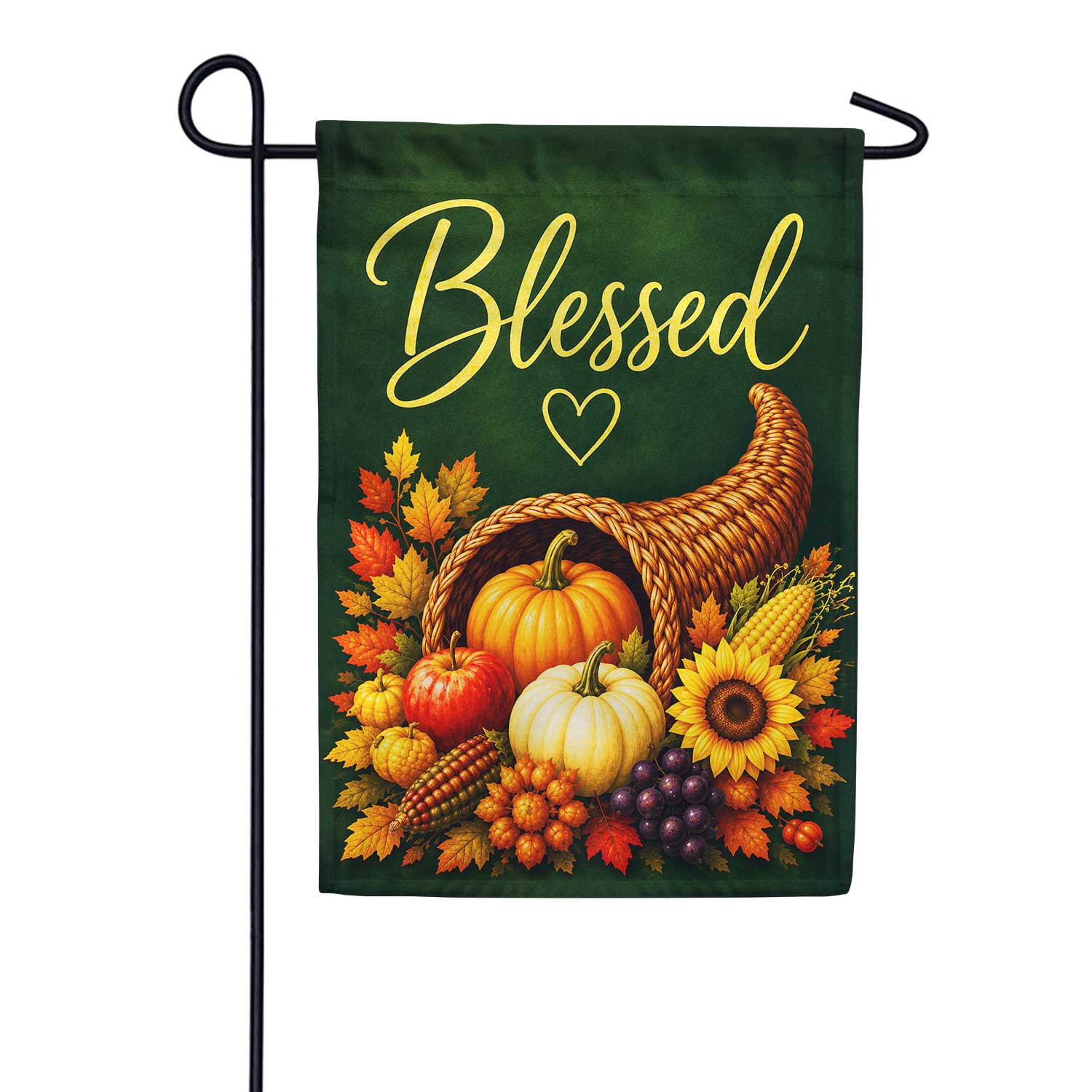 Blessed Cornucopia Thanksgiving Harvest Garden Flag