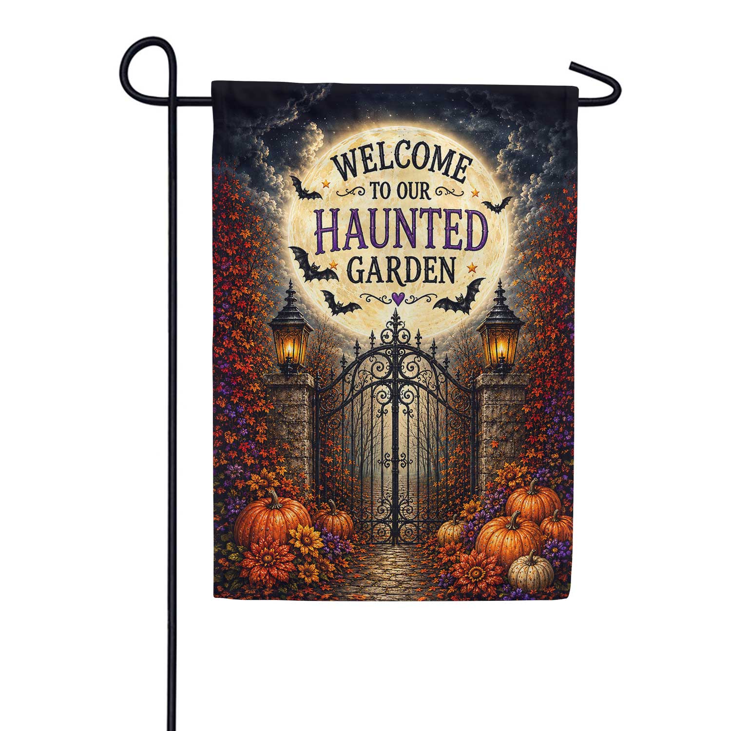 Welcome To Our Haunted Garden Halloween Garden Flag