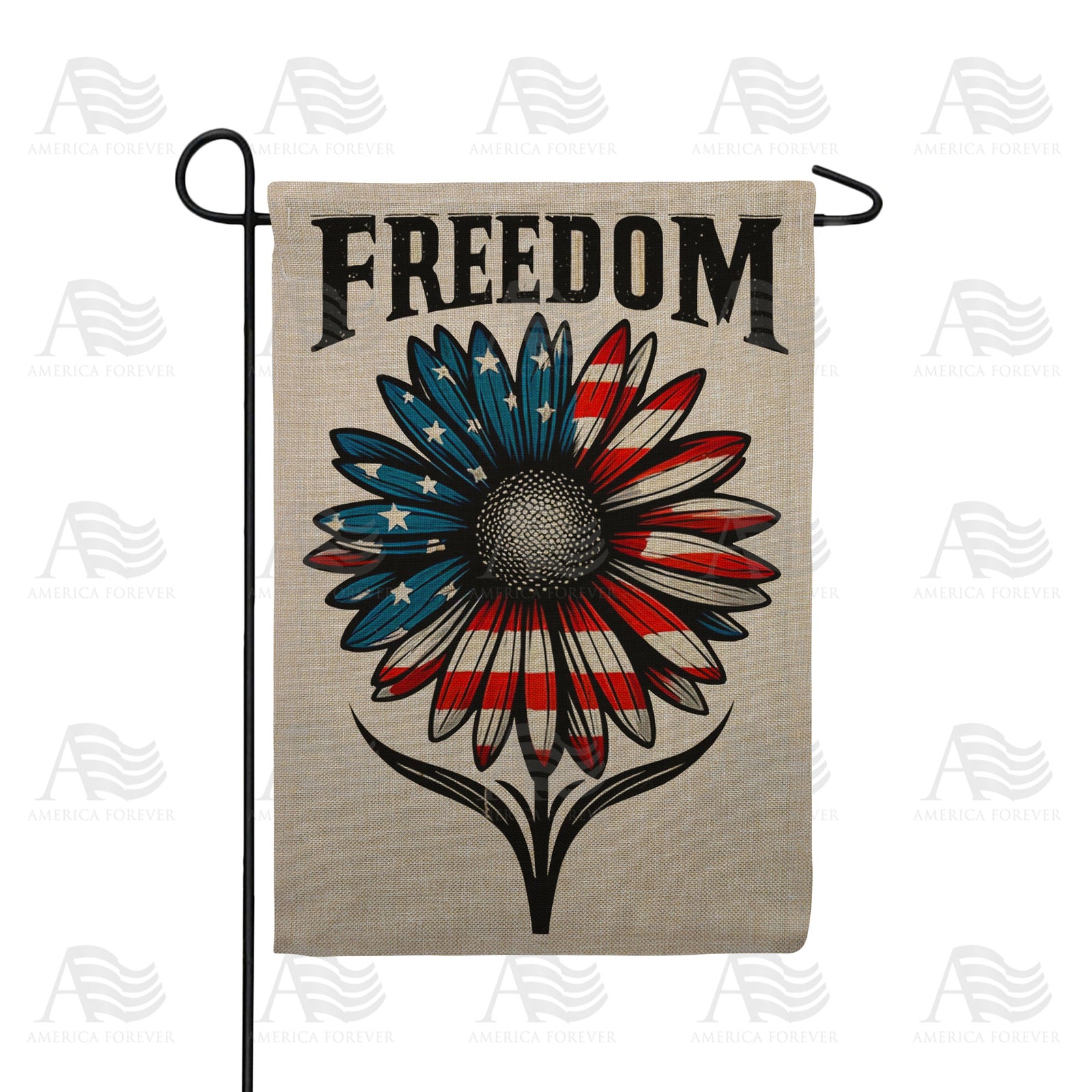 Freedom Sunflower Double Sided Burlap Garden Flag