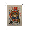 America Forever Meowica Patriotic Cat 4th of July Burlap Garden Flag