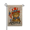 America Forever Patriotic Cat America 4th of July Burlap Garden Flag