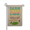 America Forever Lake Rules Rustic Burlap Garden Flag