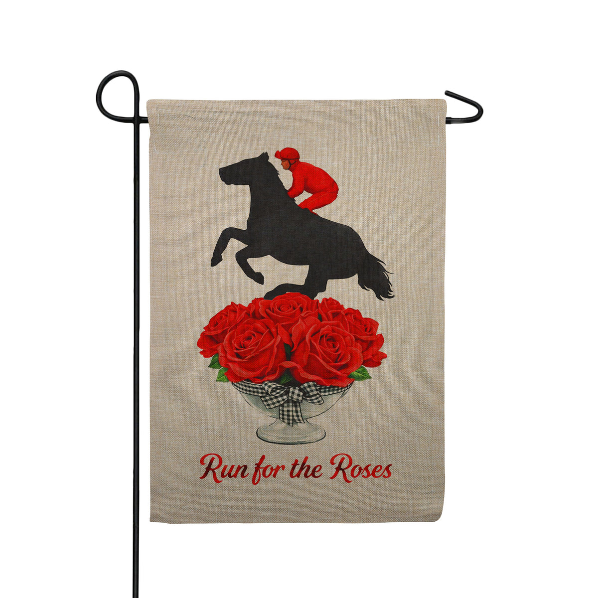 America Forever Run for the Roses Kentucky Derby Horse Burlap Garden Flag