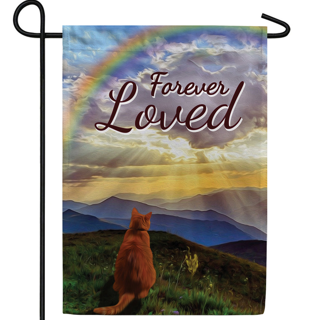Cat Crossed Over Rainbow Bridge Double Sided Garden Flag