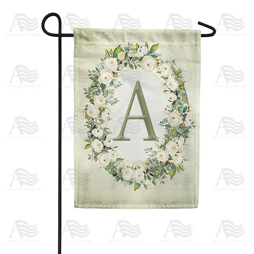 Sage Floral Monogram Garden Flag
