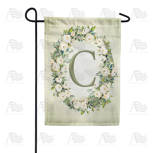Sage Floral Monogram Garden Flag