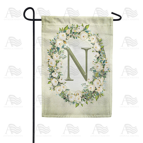 Sage Floral Monogram Garden Flag