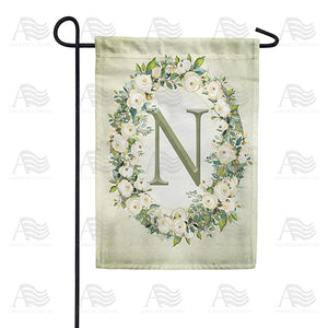 Sage Floral Monogram Garden Flag