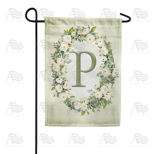 Sage Floral Monogram Garden Flag