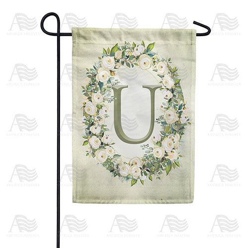 Sage Floral Monogram Garden Flag