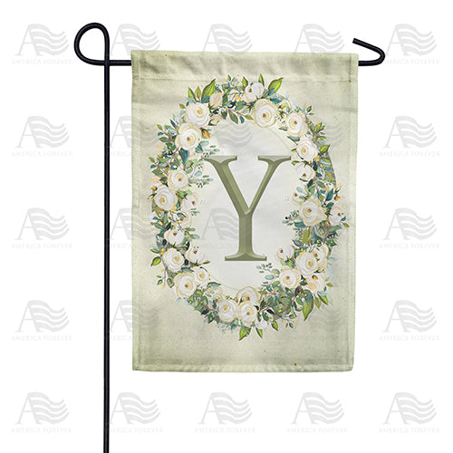 Sage Floral Monogram Garden Flag