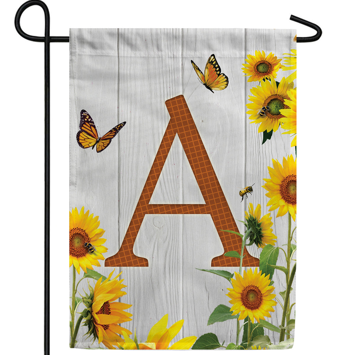 Country Sunflowers Monogram Double Sided Garden Flag