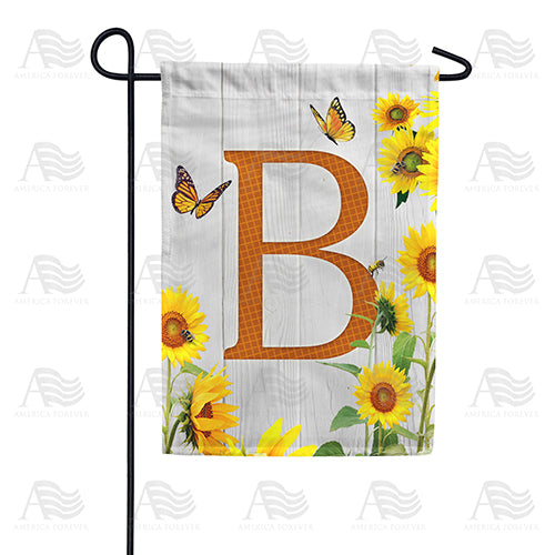 Country Sunflowers Monogram Double Sided Garden Flag