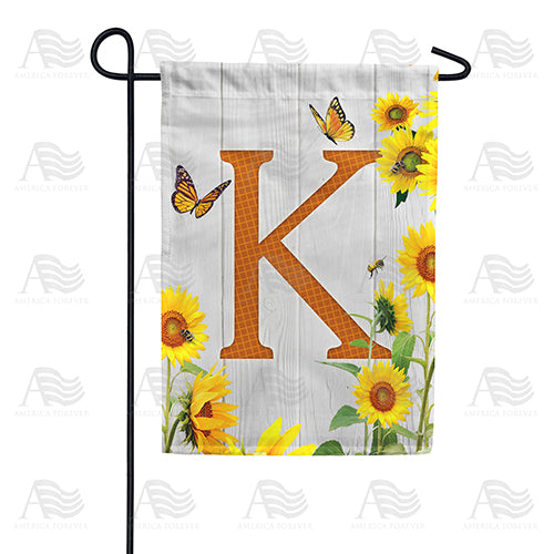 Country Sunflowers Monogram Double Sided Garden Flag
