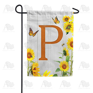 Country Sunflowers Monogram Double Sided Garden Flag