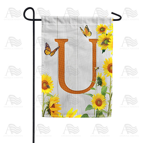 Country Sunflowers Monogram Double Sided Garden Flag