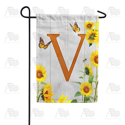 Country Sunflowers Monogram Double Sided Garden Flag