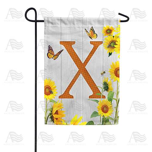 Country Sunflowers Monogram Double Sided Garden Flag
