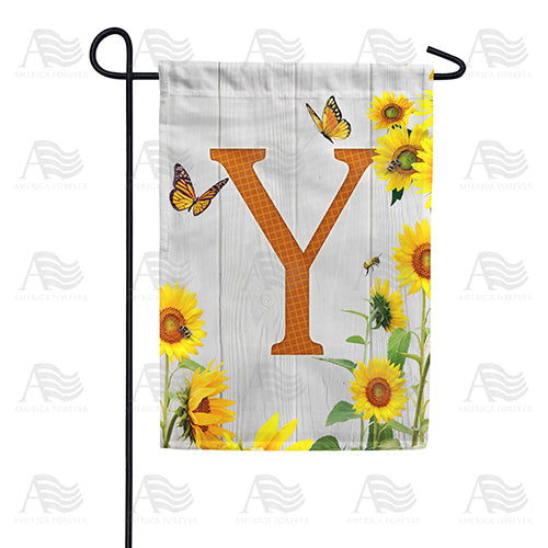 Country Sunflowers Monogram Double Sided Garden Flag