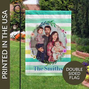 Personalized Watercolor Stripes Garden Flag