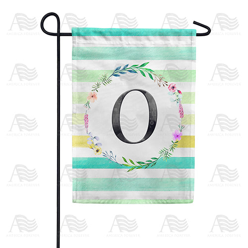 Blue Striped Watercolor Monogram Double Sided Garden Flag