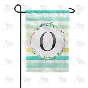Blue Striped Watercolor Monogram Double Sided Garden Flag