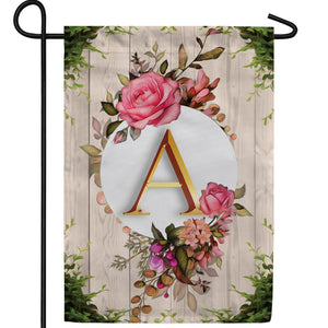 Fancy Rose Monogram Double Sided Garden Flag