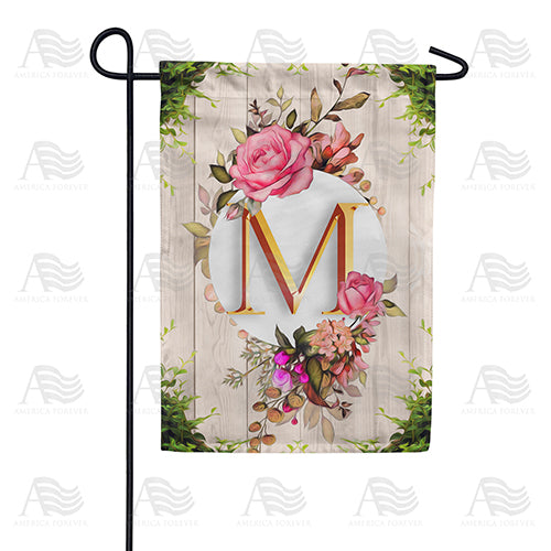 Fancy Rose Monogram Double Sided Garden Flag