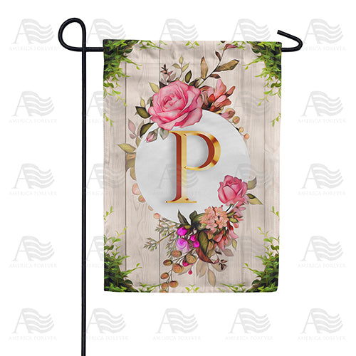 Fancy Rose Monogram Double Sided Garden Flag
