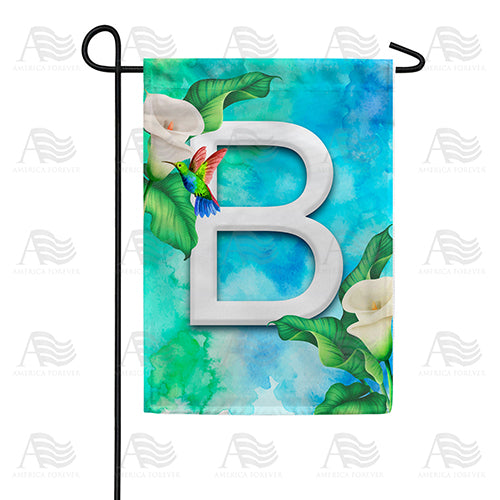 Hummingbird At Lily Monogram Double Sided Garden Flag