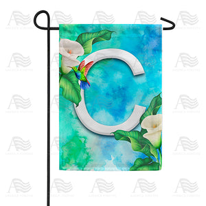 Hummingbird At Lily Monogram Double Sided Garden Flag