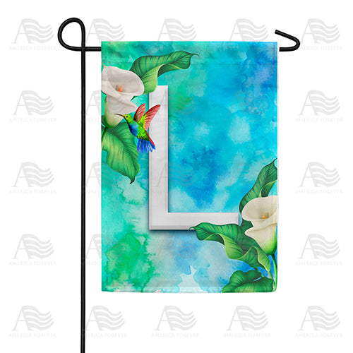Hummingbird At Lily Monogram Double Sided Garden Flag