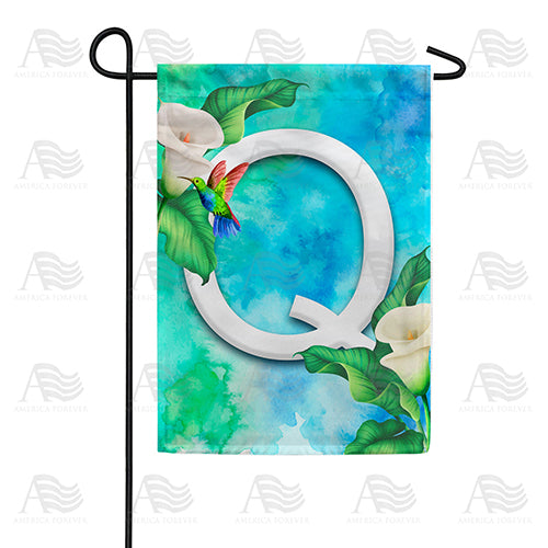 Hummingbird At Lily Monogram Double Sided Garden Flag
