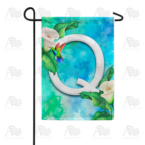 Hummingbird At Lily Monogram Double Sided Garden Flag