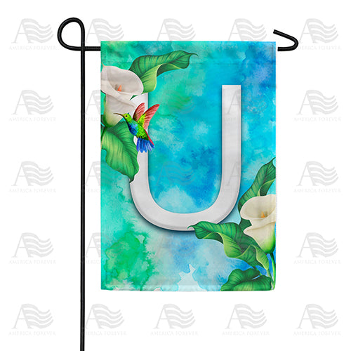 Hummingbird At Lily Monogram Double Sided Garden Flag