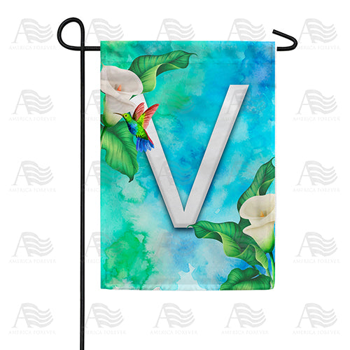 Hummingbird At Lily Monogram Double Sided Garden Flag