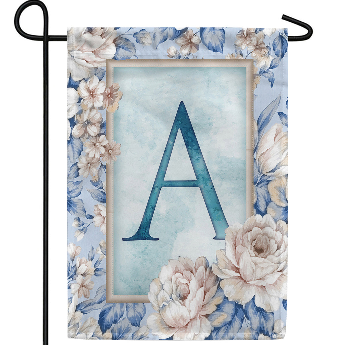 Old Fashion Flowers Monogram Double Sided Garden Flag
