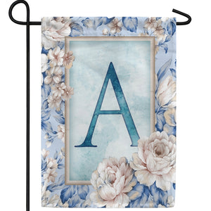 Old Fashion Flowers Monogram Double Sided Garden Flag