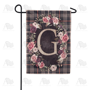 Pink And Black Plaid Monogram Double Sided Garden Flag