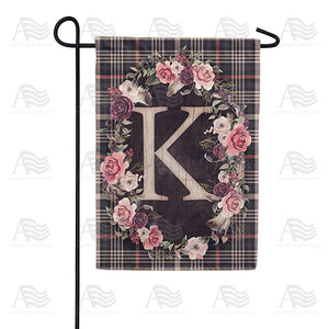 Pink And Black Plaid Monogram Double Sided Garden Flag