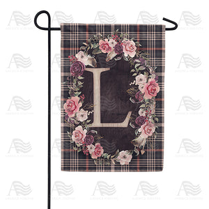 Pink And Black Plaid Monogram Double Sided Garden Flag