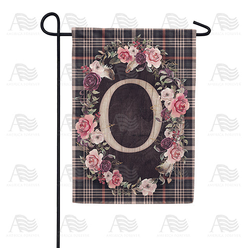Pink And Black Plaid Monogram Double Sided Garden Flag