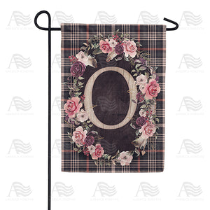 Pink And Black Plaid Monogram Double Sided Garden Flag