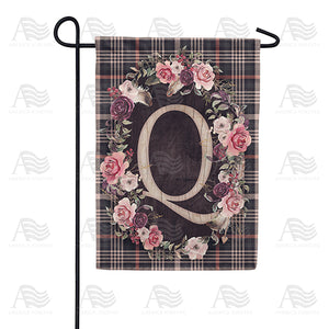 Pink And Black Plaid Monogram Double Sided Garden Flag
