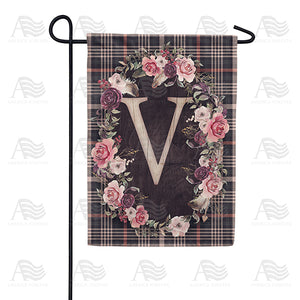 Pink And Black Plaid Monogram Double Sided Garden Flag