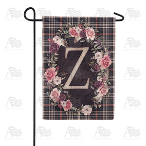 Pink And Black Plaid Monogram Double Sided Garden Flag