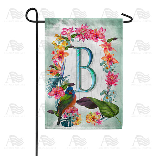 Island Flowers Monogram Double Sided Garden Flag