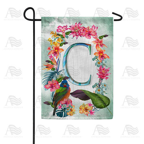 Island Flowers Monogram Double Sided Garden Flag